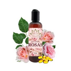 Aceite orgánico para masaje De Rosas Con Vitamina E de 125mL. Con propiedades de aromaterapia y terapeuticas.