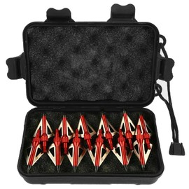 12pcs Archery Bow Hunting Tips Arrow Heads Screw 100 Grain 3 Blade Broadheads (Red)