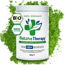 MatchaTherapy 60+ | ORGANIC Matcha Tea Powder | 60g | At least 60mg/g tested EGCG Catechin Content | Supports Immune System & Energy Levels | Ceremonial Grade | Green Tea from Japan