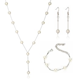 Imitation Pearl Necklace Bracelets Bracelet Earrings Jewellery Sets Women Wedding Party Gifts