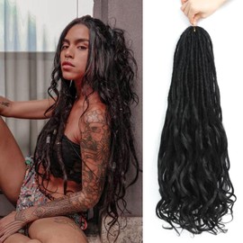 24 Inch Loose Wave Dreadlock Extensions 10 Strands Double Ended French Curly Synthetic Dreadlock Extensions 0.6CM Thin Soft Locs With Curly Ends Crochet Dreads for Black Women （1B）