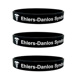Butler & Grace Ehlers Danlos Syndrom Syndrome Medical Alert Armband Armbänder Silikon ID Band Awareness Zustand Mens Womens Medic Adult Gift UK (Set Of 3 - Black)