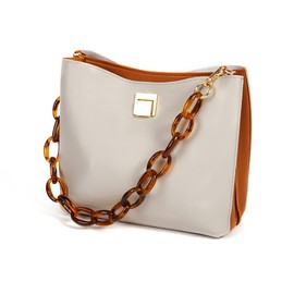 Xiazw Short Thick Resin Purse Bag Handles Shoulder Strap Replacement，Handbag Decoration Chain，Bag Accessories Charms (Brown with gold buckle)