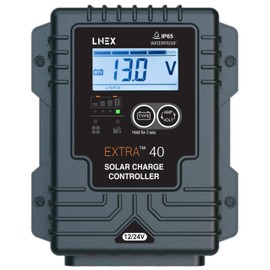 LNEX Solar Charge Controller Waterproof, 40A Solar Panel Regulator with Temp Sensor,Backlit LCD, 12V/24V PWM Solar Controller for LiFePO4,AGM, Gel, Flooded and Lithium Battery