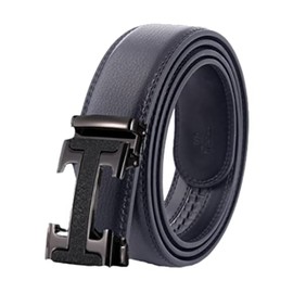 FleurUneffe Black I Belt, Adjustable Size, Adjustable Size, No Holes, Auto-Lock Belt, Men's, Genuine Leather, Stylish, Casual, Gentleman, Business, Golf, White, Red, Navy, Black, Brown, Brown, black I