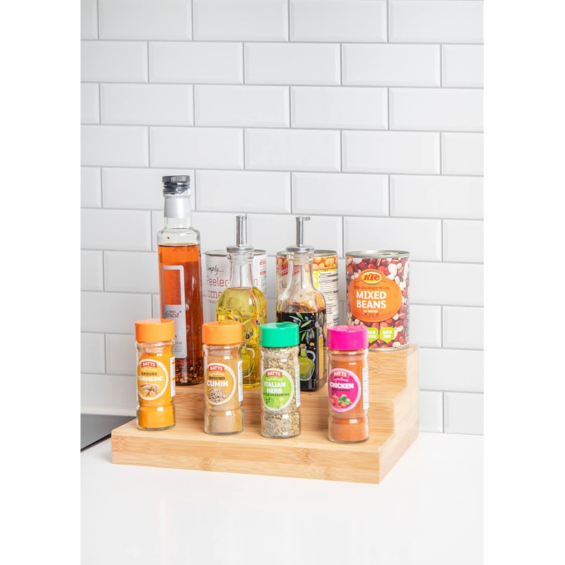 Copco Bamboo COP3TIERBAM Three Tier Cupboard Shelf Organiser, Display Boxed,