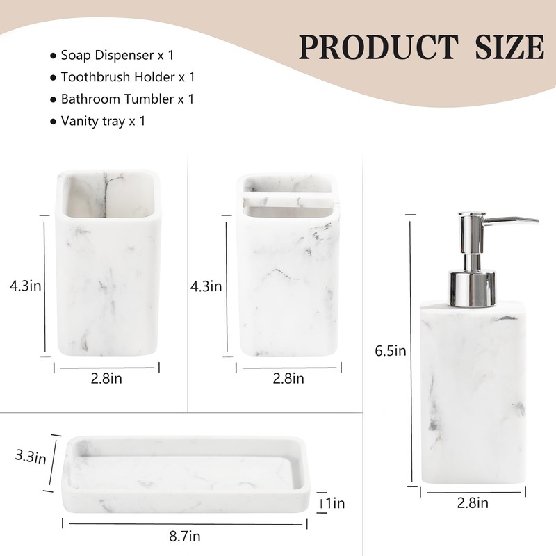 YMXYJM Bathroom Accessories Set, 4 Pcs Bathroom Accessory Set, Soap