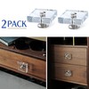 JEREVER 2 Pack Acrylic Knobs Large Size Crystal Brass Drawer