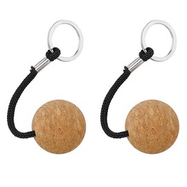 Pack of 2 Floating Key Fob Boat 35 mm Cork Key Ring Lightweight Wooden Ball Key Ring Floating Key Ring Water Sports Float Keychain Cork Ball for Boat Sailing Kayak Canoe Marine