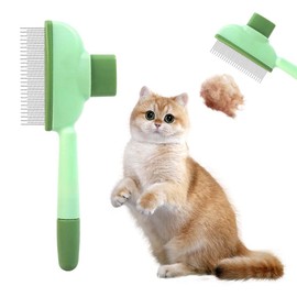 LAJUP Fellblitz Bürste Selbstreinigender Haustierbürste Katzenbürste Für Lang Und Kurzhaarpflege, Haustierkamm Zum Entfernen Von Matthaar, Knoten Und Verwicklungs(Grün)