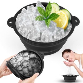 Tazón Para Baño De Hielo De La Cara, Lavabo Plegable De Silicona, Lavabo Facial de Hielo de Silicona con Agujero Colgante, Hielo para La Cara