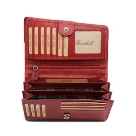 Benthill Women's Large Genuine Leather RFID Wallet Large Made of Genuine Cowhide Leather XXL Wallet with Many Card Slots, red, Handbag-inspired elegance