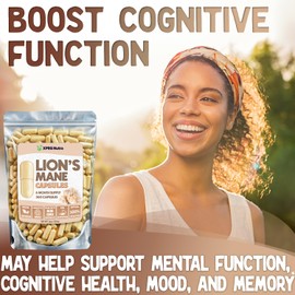 XPRS Nutra Organic Lions Mane Supplement Capsules - 360 Count (180 Day Supply) of Premium Lion's Mane Mushroom Capsules for Mental Clarity, Cognition and Immunity Lions Mane Powder Capsules