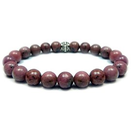 The Magic Is In You RHODONITE 8mm Round Genuine Crystal Gemstone Beaded Bracelet on Elastic Cord