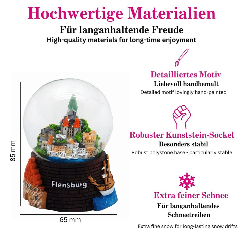 Souvenir Snow Globe Flensburg | Shaking Ball Travel Souvenir Germany