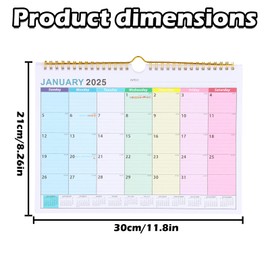 Amexo Calendar 2025, 30 × 22 cm Wall Calendar 2025 Calendar 2025/26 18 Months Calendar 2025-2026 from January 2025 to June 2026 with Binding Hook for Home Office Planning (Mixed Color)