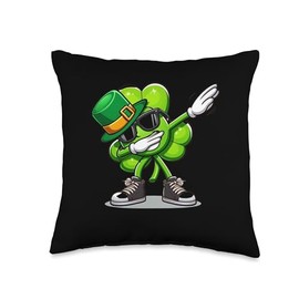 St Patricks Day Dabbing Shamrock Boys Girls Men Dab Dance Throw Pillow