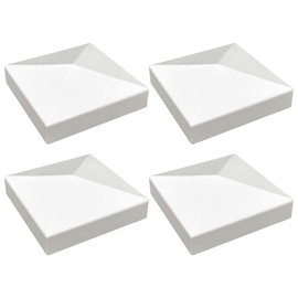 4 Packs 3.5inch Vinyl Pyramid Style Fence Post Cap/Vinyl Post Caps Perfect for 3.5" x 3.5" Vinyl Fence Post - White PVC/Vinyl Fence Post Cap