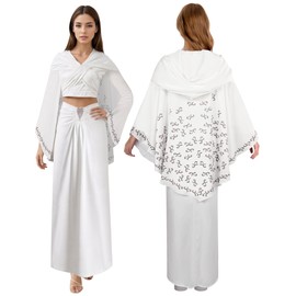 Roeutoo Padme Amidala Costume Women Queen Cosplay White Dress Top Skirt Accessories for Adult