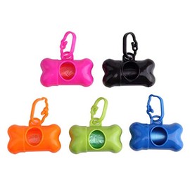 LIUSM 5 PCS Bone Shaped Poop Bag Dispenser Pet Waste Disposal Bag Dispenser with Waste Bag (Random Color)