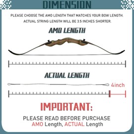 Arco de arco AMO de 66 pulgadas en 14 hebras, cuerda de arco recurvo de repuesto para arco largo tradicional, vuelo rápido más cuerda de arco para arco recurvo, equipo universal de tiro con arco