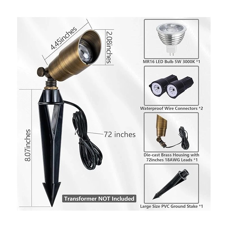 LumStory Solid Brass Landscape Light 4 Pack LT2101(4)