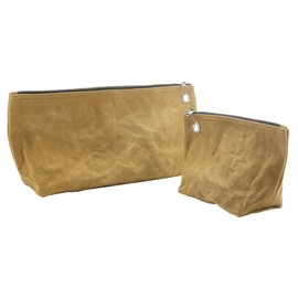 2 Tool Storage Bag - 16oz Waxed Canvas Item Collection Pouch for Men Women, Portable Tools Organizer Pouches for Coins Pliers Nuts - Khaki