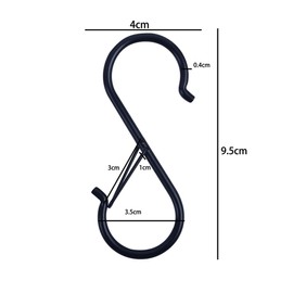 ZJYCLY s字フック 黒色10個セット sじフック 落ちない 吊り下げ sカン 汎用 キッチン 大 防錆 お風呂 小物掛け 浴室