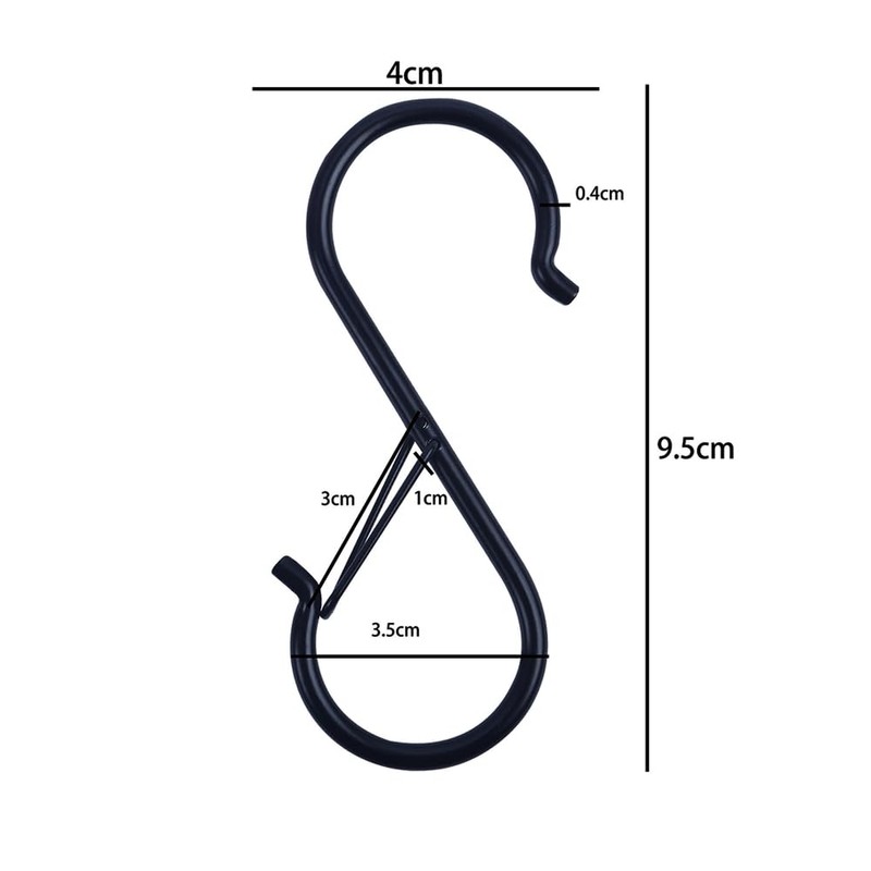 ZJYCLY s字フック 黒色10個セット sじフック 落ちない 吊り下げ sカン 汎用 キッチン 大
