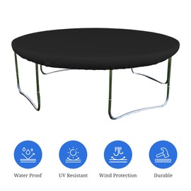Trampoline Cover 18 Oz Waterproof - Patio Furniture Covers 100% Weather Resistant Rain Snow Sun Shade Round Trampoline Cover with Elastic for Snug Fit (48" Dia x 4" H, Black)