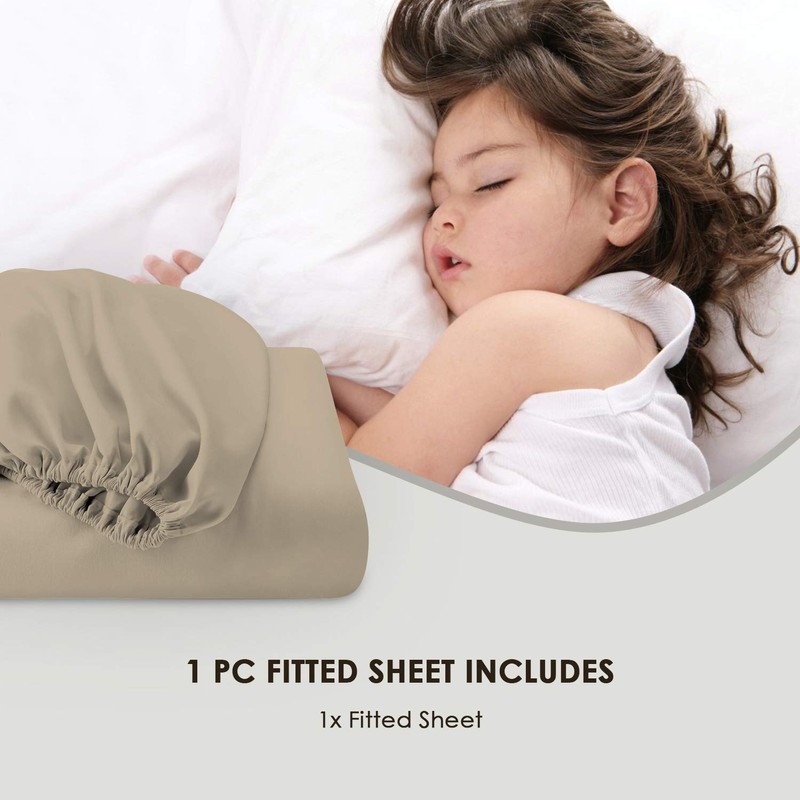 Pizuna Pure Combed Cotton Single Bed Fitted Sheet Simply Taupe,