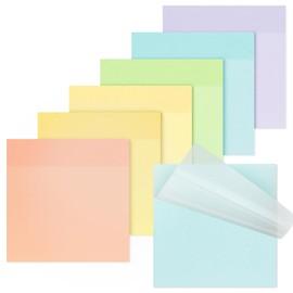 Transparent Sticky Notes, 3x3 inch, 6 Color Pastel Clear Sticky Notes, Waterproof Translucent Self-Stick Note Pads, See Through Sticky Notes for Books Annotation(300 Sheets)