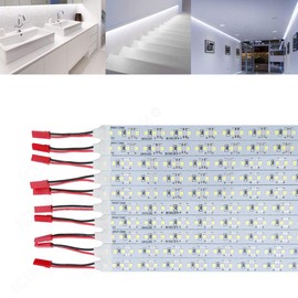 ICIH (Pack-10) Aluminum DC12V 0.7A 8W SMD2835 72LED 0.5M/20" Rigid Hard LED Strip Light Super Bright Led Bar Home Lighting Daylight White 6000K IH-2835-72DW
