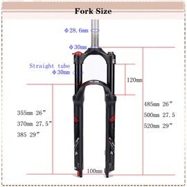 BUCKLOS Mountain Bicycle Suspension Forks, 26/27.5/29 inch MTB Bike Front Fork, 100mm Travel 28.6mm Threadless Steerer, with Preload Adjustment