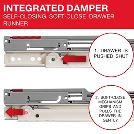LouMaxx Roller Slide Guides 350 mm | Set of 2 (1 Pair) Drawer Runners White | Drawer Extension Rails Soft Close | Smooth Roller Extension in White