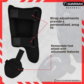 Guardian Baseball Batters Protective Leg Guard | Adult & Youth | Right Handed & Left Handed Hitters | Adjustable | Lightweight Flexible