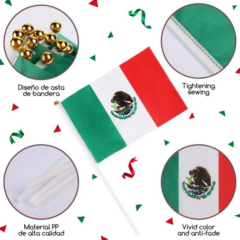 Kit Fútbol México Banderas Silbatos Pulseras Y Stickers