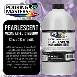 Pouring Masters 32 Oz (Quart) Acrylic Pearlescent Effects Medium - Creates Pearl Iridescent Metallic Shimmer for Fluid Art & Acrylic Painting