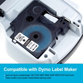 Wonfoucs Label Tape Compatible with Dymo D1 Label Tape 12mm, for Refills Dymo D1 45013 45010 45016 45017 45018 45019 Label Maker Tape for Dymo LabelManager 160 210D 280 420P LabelPoint 250, 6P