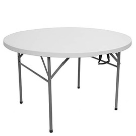 SPWIS 48" Round Folding Table, Adjustable Height Lightweight Portable Camping Table Foldable Storage Design for Party Picnic Beach Camping BBQ Outdoor Indoor Use Furniture