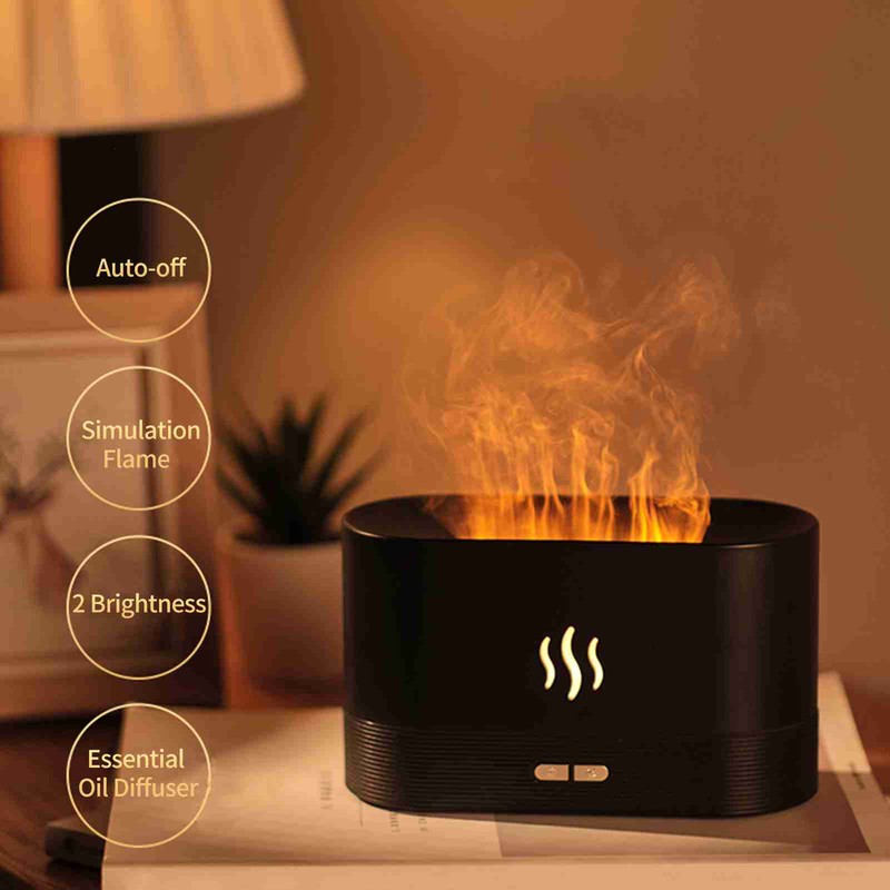 Simulation Flame Humidifier Auto Shut Off USB Aromatherapy Mist Humidifier