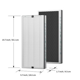 Jafända JF888 Replacement Filter, 2 Pack Original Filters, True HEPA 13 Filter, with 2.12 lb Activated Carbon, Remove Pollen Dust Pet Odor VOCs,Allergies,Smoke,Cooking smell