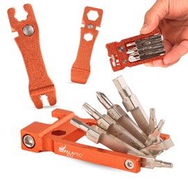 IMPALAPRO Bike Tool Kit Set 20 in 1 Compact and Lightweight (117.5g) Chrome-Vanadium (CRV) - Bike Multi Tool with Chain Breaker - Pocket Tool Kit - Bicycle Repair Kit (Orange)