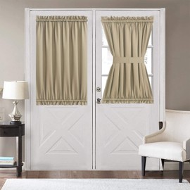 Aquazolax Plain Blackout Curtains Thermal Insulated for French Doors - Single Panel, 54" W x 40" L, Taupe/Khaki
