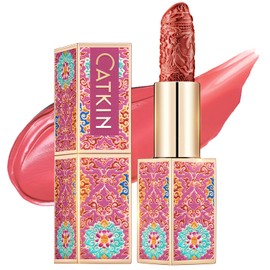 CATKIN Rouge Moisture Carving Lipstick, Waterproof Long Lasting Satin Nourish Moisturizing Smooth Soft 0.13 Ounce-Chinese Style CR127 Dewy rose pink