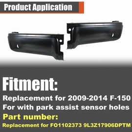 labwork 1 Pair Primered Black Rear Steel Bumper Ends Replacement for F150 2009-2014 with Park Assist Sensor Holes FO1102373