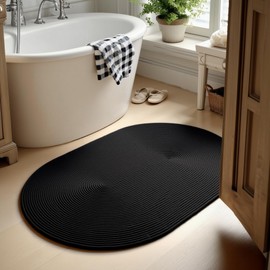 Super Area Rugs Black Braided Rug Country Kitchen Sink Braided Rugs - Durable Primitive Rug - Oval 2' X 3'