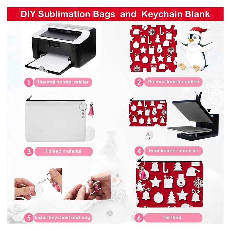 Sublimation Cosmetic Bag Blanks Set DIY Thermal Transfer Blank Cosmetic