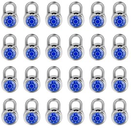 Combination Lock, LQYN Standard Dial Combination Lock, Pack of 24; Blue Turnplate, 2 in. Wide, Fixed Three Digital Combination, for School, Gym & Locker, Toolbox, Gate