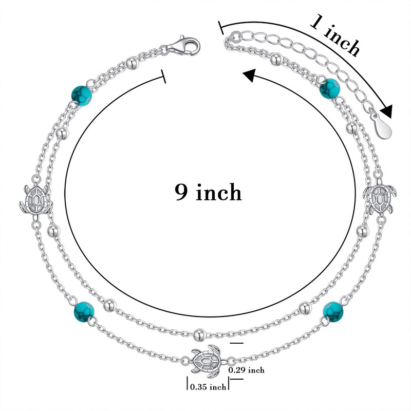 Ladytree Anklet for Women 925 Sterling Silver Adjustable Foot Beaded